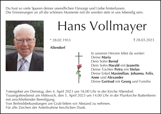Anzeige von Hans Vollmayer von MGO