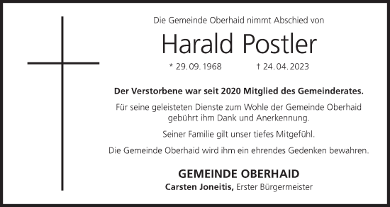 Anzeige von Harald Postler von MGO