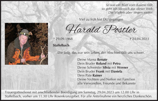 Anzeige von Harald Postler von MGO