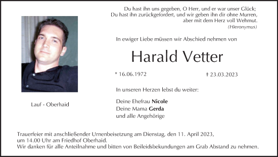Anzeige von Harald Vetter von MGO