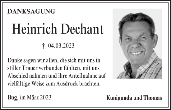 Anzeige von Heinrich Dechant von MGO