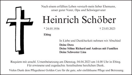 Anzeige von Heinrich Schöber von MGO