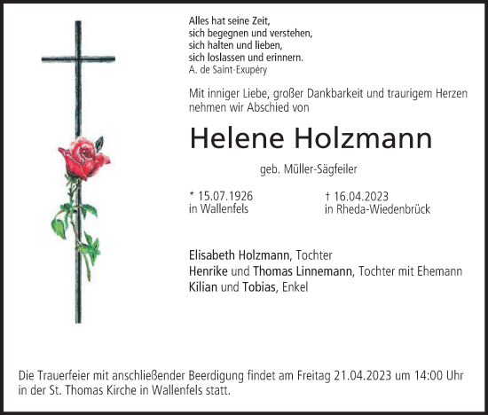 Anzeige von Helene Holzmann von MGO