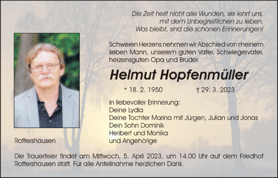 Anzeige von Helmut Hopfenmüller von MGO
