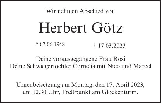 Anzeige von Herbert Götz von MGO