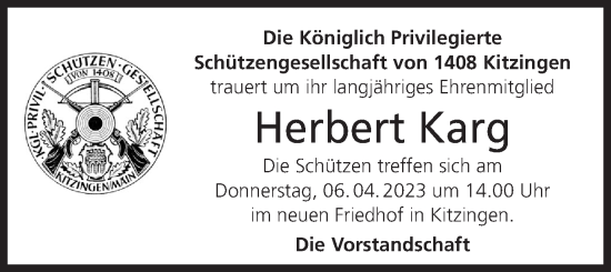 Anzeige von Herbert Karg von MGO