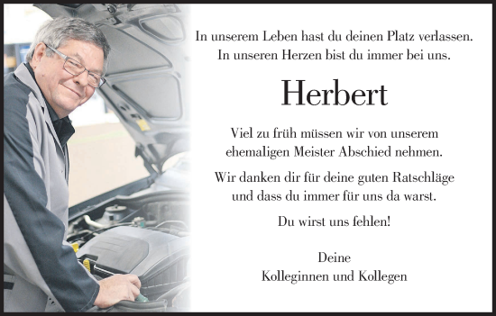 Anzeige von Herbert Oppel von MGO