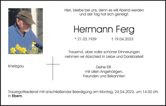 Anzeige von Hermann Ferg von MGO