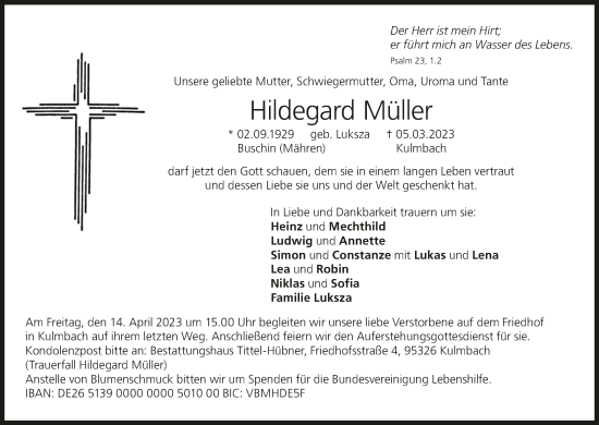 Anzeige von Hildegard Müller von MGO