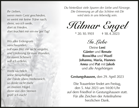 Anzeige von Hilmar Engel von MGO