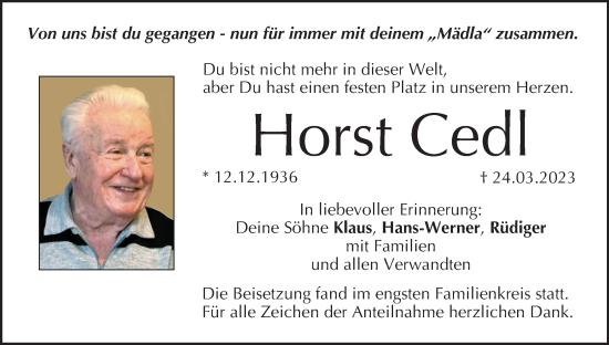 Anzeige von Horst Cedl von MGO