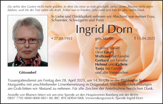 Anzeige von Ingrid Dorn von MGO