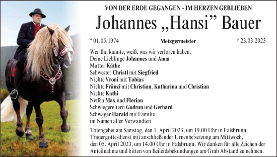 Anzeige von Johannes Bauer von MGO