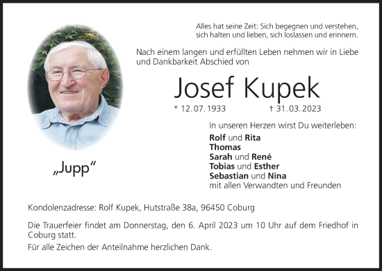 Anzeige von Josef Kupek von MGO