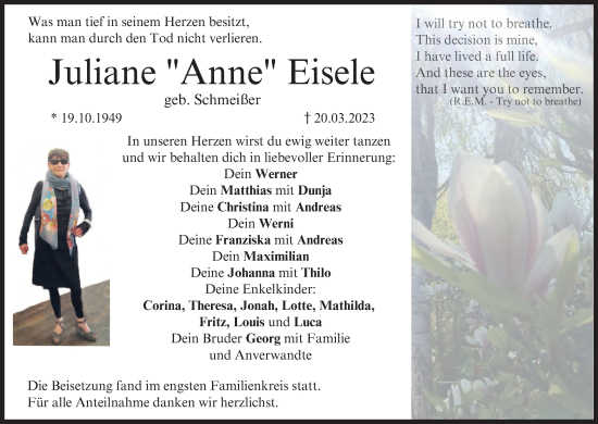 Anzeige von Juliane Eisele von MGO