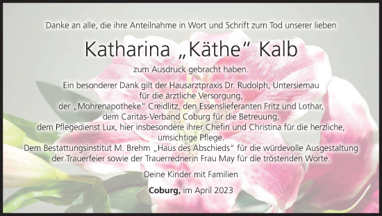 Anzeige von Katharina Kalb von MGO