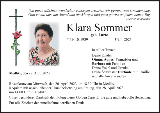 Anzeige von Klara Sommer von MGO