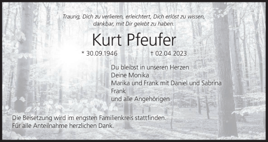 Anzeige von Kurt Pfeufer von MGO