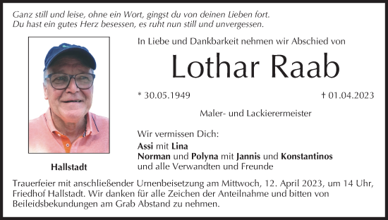 Anzeige von Lothar Raab von MGO