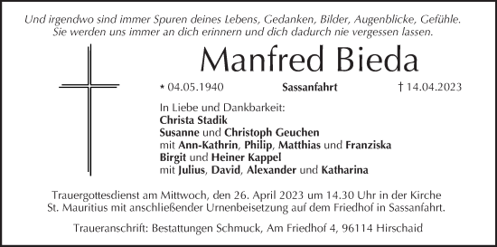 Anzeige von Manfred Bieda von MGO