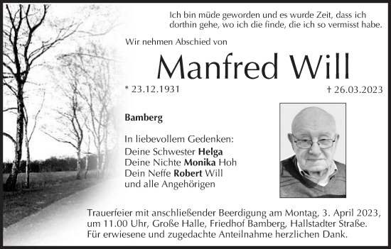 Anzeige von Manfred Will von MGO