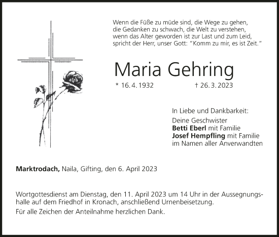 Anzeige von Maria Gehring von MGO