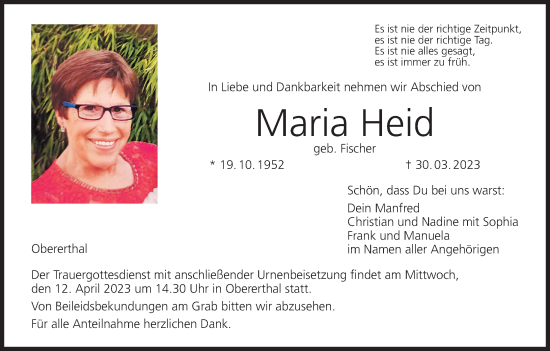 Anzeige von Maria Heid von MGO