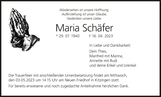 Anzeige von Maria Schäfer von MGO