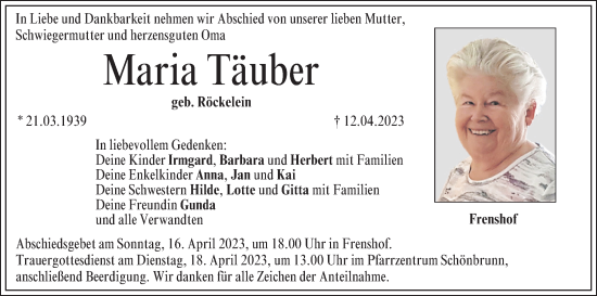Anzeige von Maria Täuber von MGO