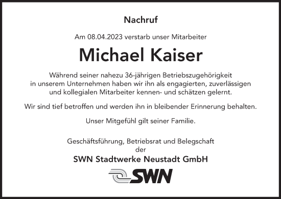 Anzeige von Michael Kaiser von MGO