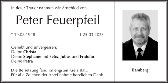 Anzeige von Peter Feuerpfeil von MGO