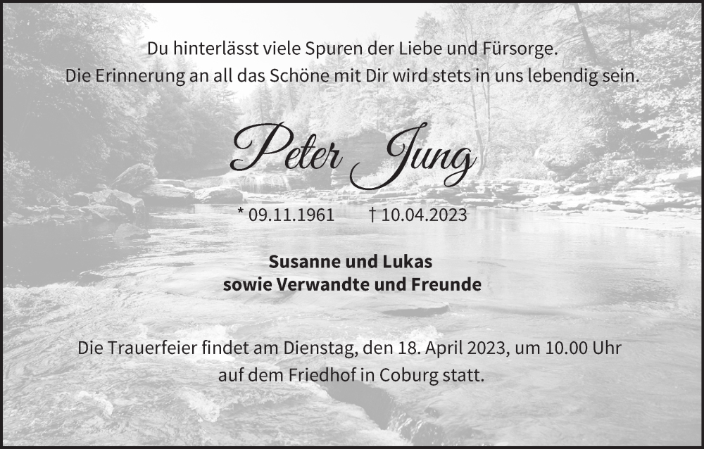  Traueranzeige für Peter Jung vom 15.04.2023 aus MGO