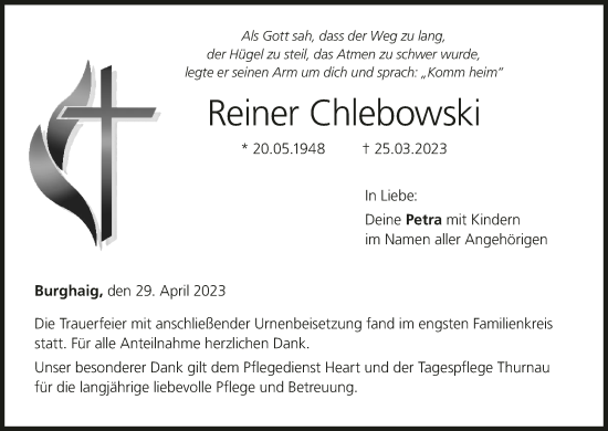 Anzeige von Reiner Chlebowski von MGO