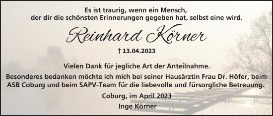 Anzeige von Reinhard Körner von MGO