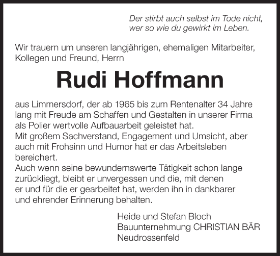 Anzeige von Rudi Hoffmann von MGO