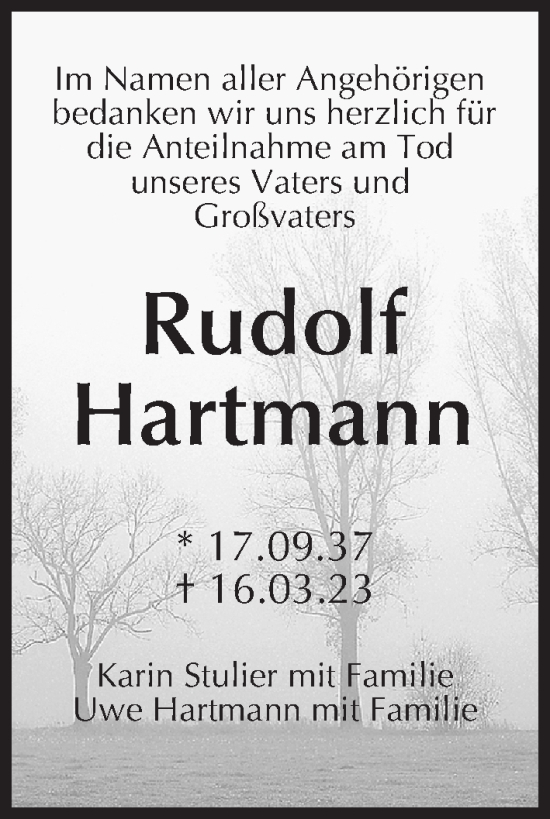 Anzeige von Rudolf Hartmann von MGO