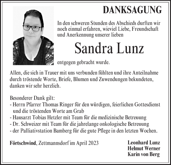 Anzeige von Sandra Lunz von MGO