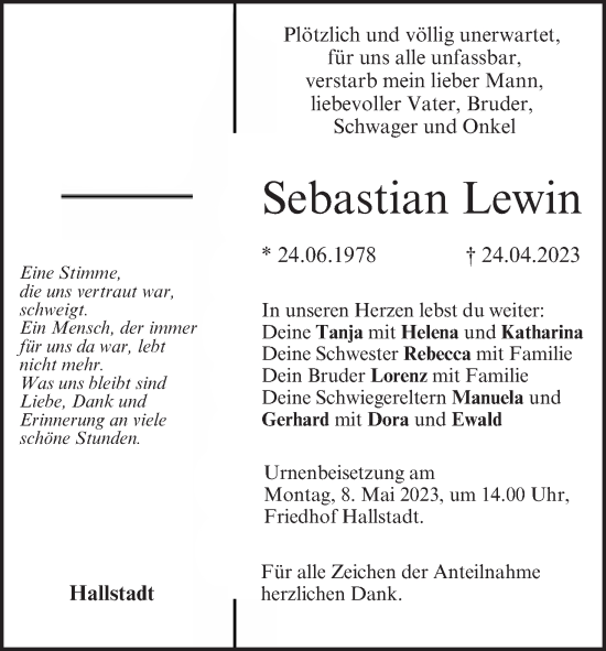 Anzeige von Sebastian Lewin von MGO