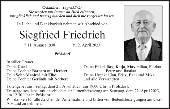 Anzeige von Siegfried Friedrich von MGO