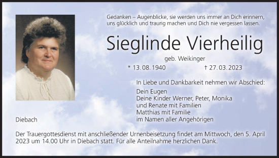 Anzeige von Sieglinde Vierheilig von MGO