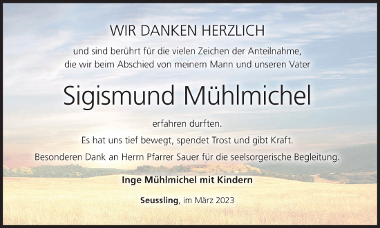 Anzeige von Sigismund Mühlmichel von MGO