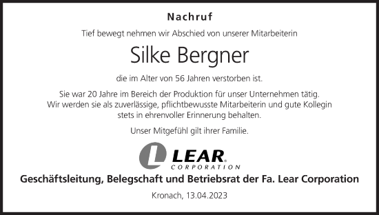 Anzeige von Silke Bergner von MGO