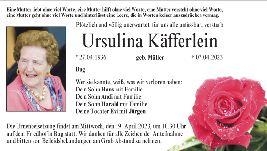 Anzeige von Ursulina Käferlein von MGO