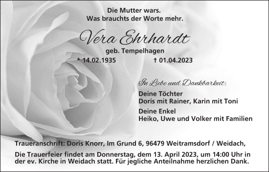 Anzeige von Vera Ehrhardt von MGO