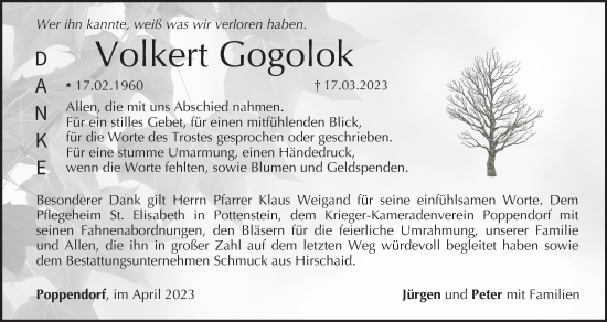 Anzeige von Volkert Gogolok von MGO