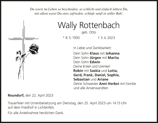 Anzeige von Wally Rottenbach von MGO
