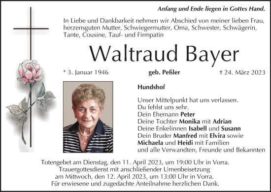 Anzeige von Waltraud Bayer von MGO