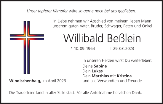 Anzeige von Willibald Beßlein von MGO