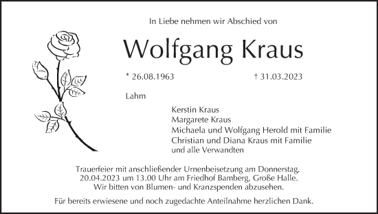 Anzeige von Wolfgang Kraus von MGO