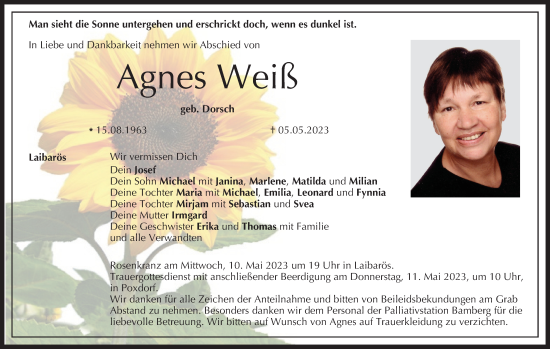Anzeige von Agnes Weiß von MGO